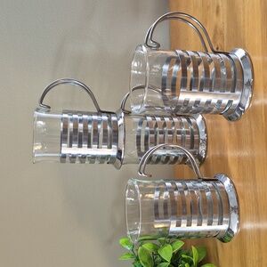 RETRO Stainless Steel Cage With Glass Insert Mugs Cappuccino Coffee Hot Toddy